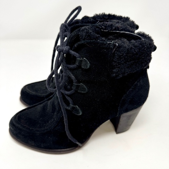 UGG ANALISE BLACK SUEDE SHEEPSKIN ANKLE BOOTS WOMEN 6.5 - Picture 8 of 15